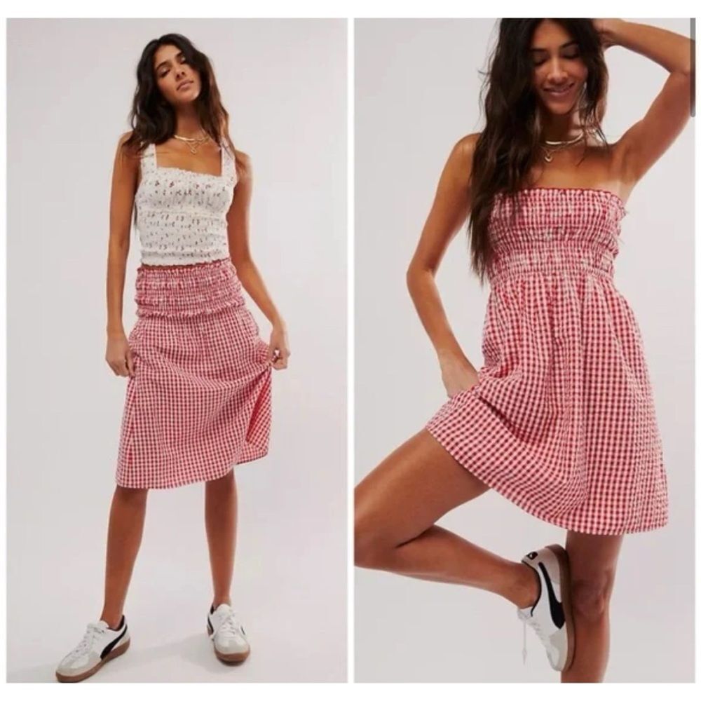 Free People One Sunni Convertible Skirt in Red/White Size XS ~ NWT - Picture 3 of 8